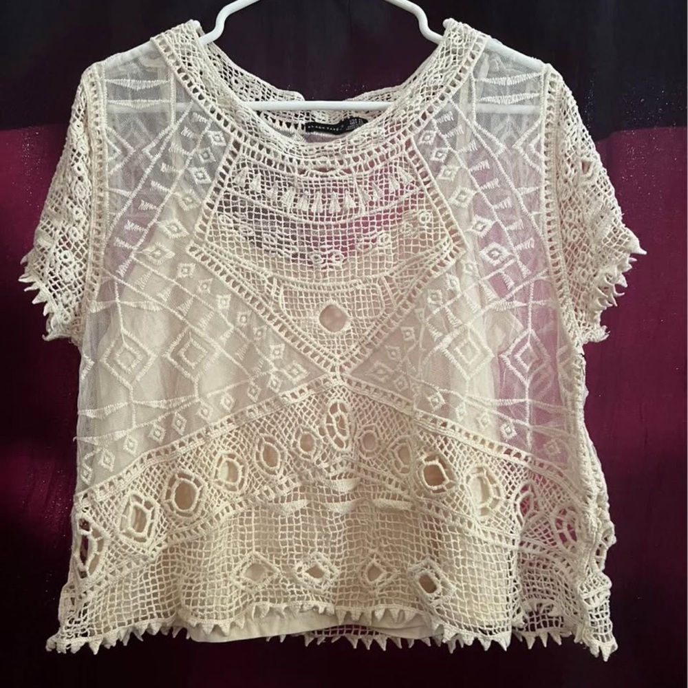 Cream Lace Crop Top